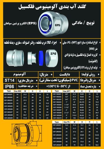 گلند آب بندی توپیچ زاماک برای لوله شلاقی